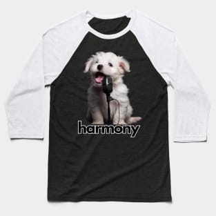 Cute White Puppy Singing Baseball T-Shirt